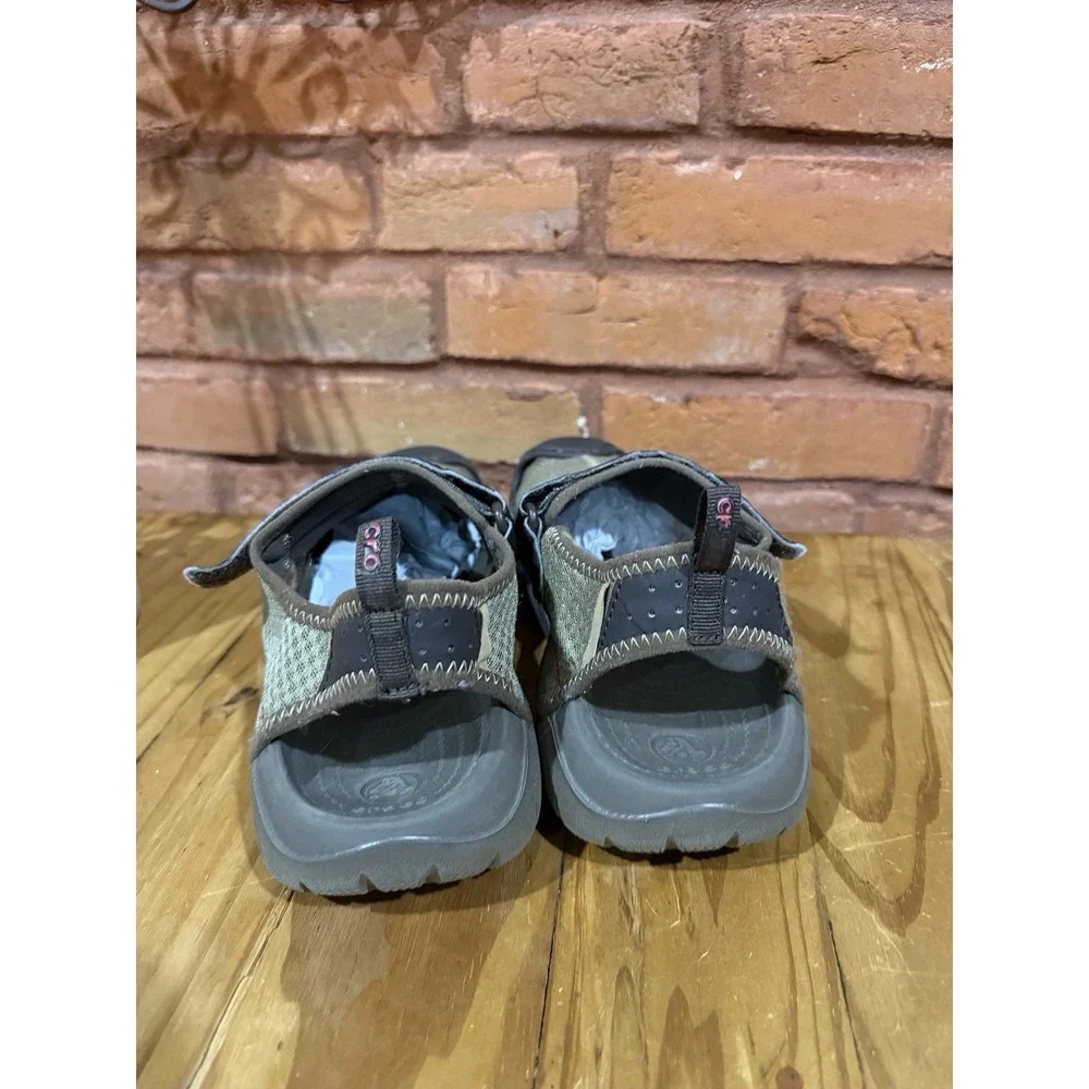 Crocs Swiftwater Sandals Men 10M Shoes Brown Mesh Leather Water Sport Comfort